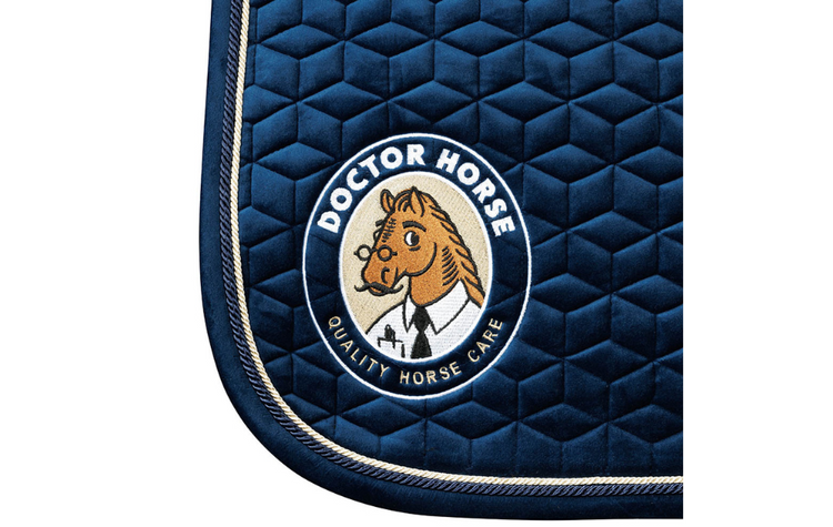 Kentucky Velvet Saddle Pad - navy blue with Doctor Horse logo