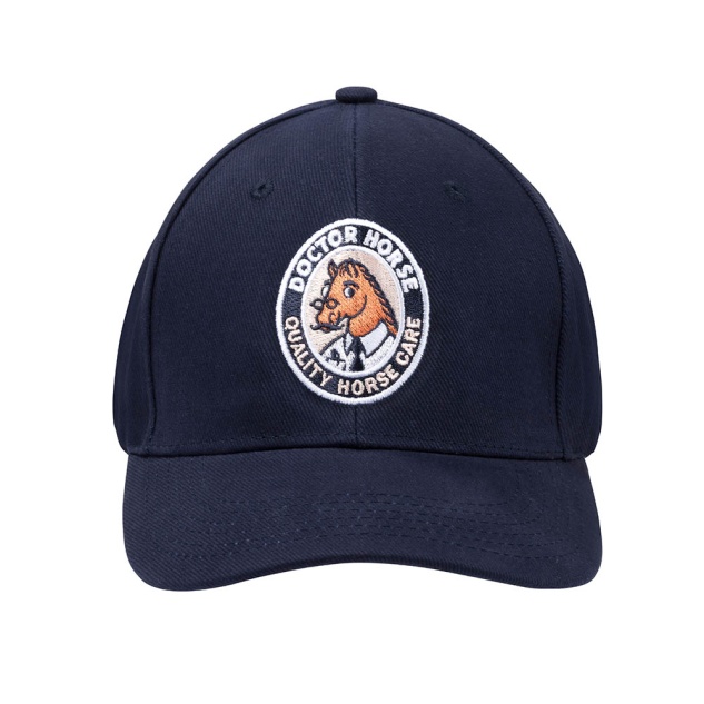 Czapka z daszkiem Doctor Horse – granatowa z haftem i metalową sprzączką