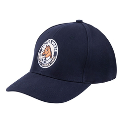 Czapka z daszkiem Doctor Horse – granatowa z haftem i metalową sprzączką